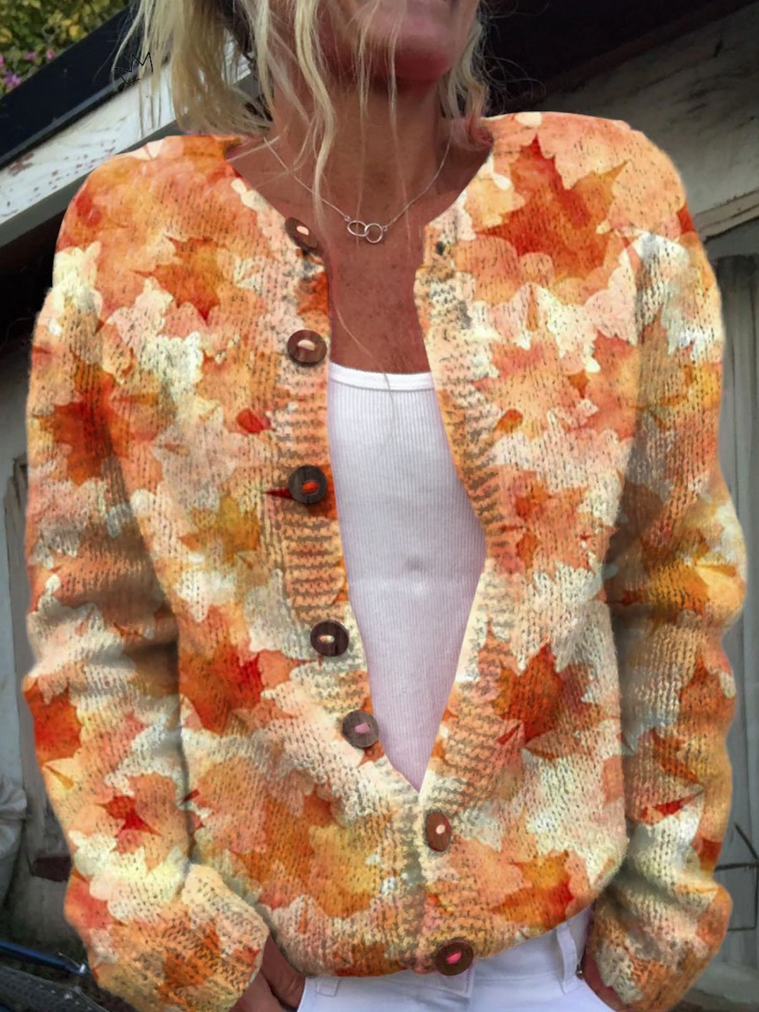 Isabella | Maple Leaf Autumn Art Print Cardigan