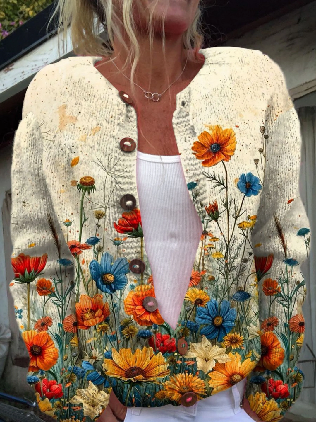 Amelia | Vintage Flower Art Print Cardigan