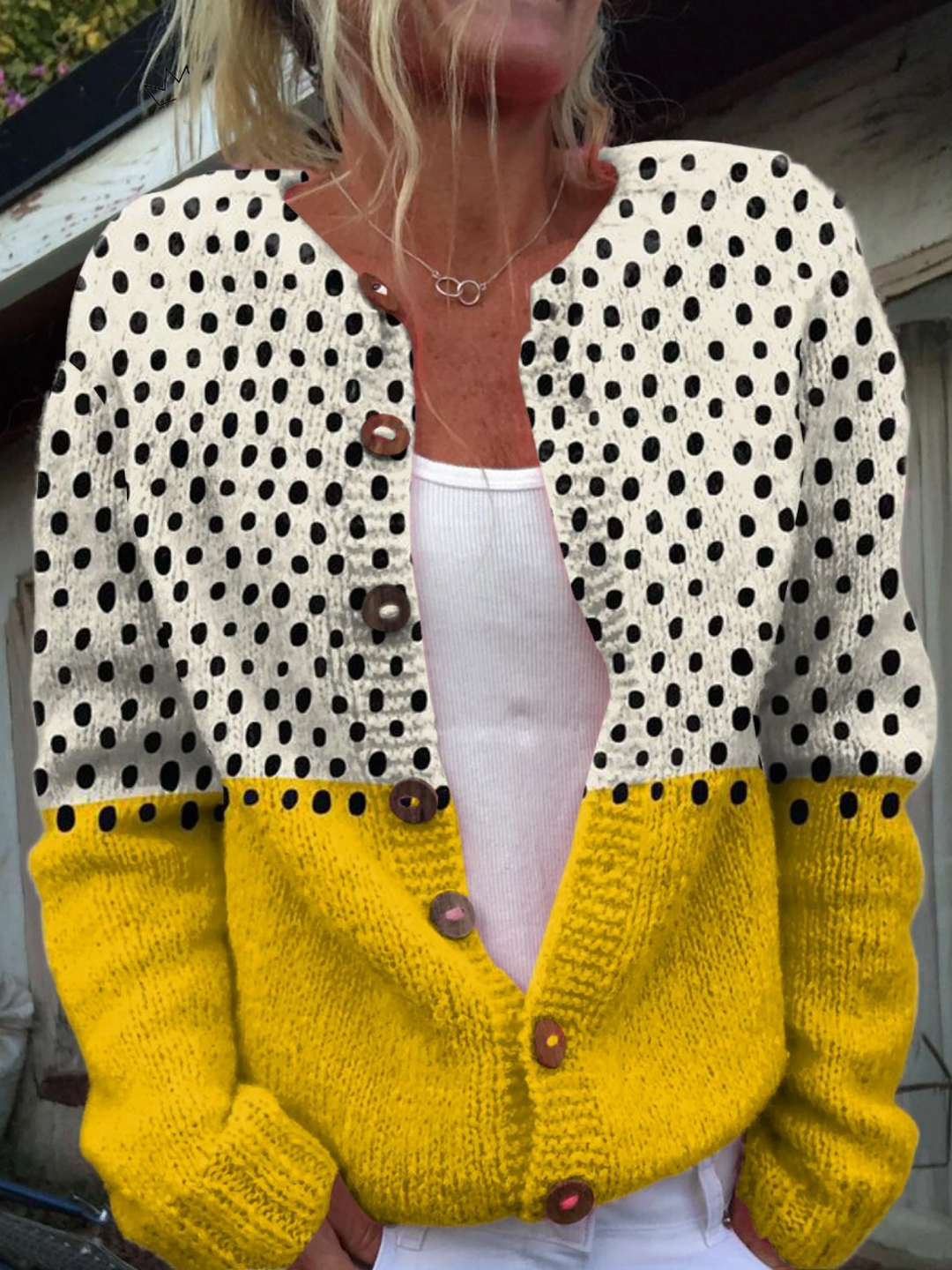 Olivia | Yellow Geometric Cardigan