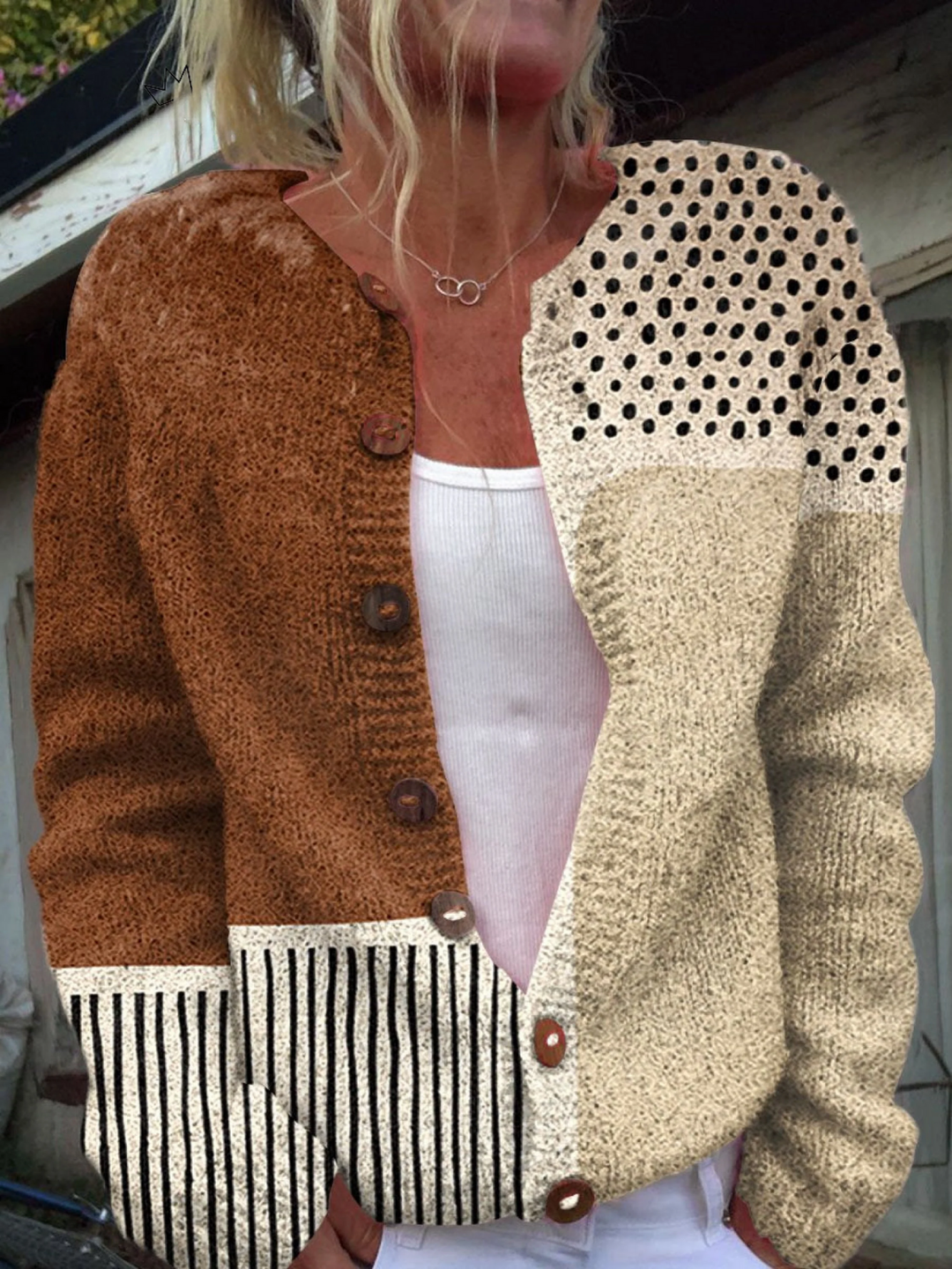 Chloe | Abstract Polka Dots Print Cardigan