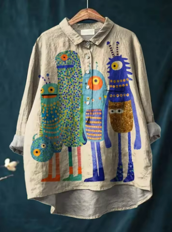 Elle | Shirt with Playful Monster Print