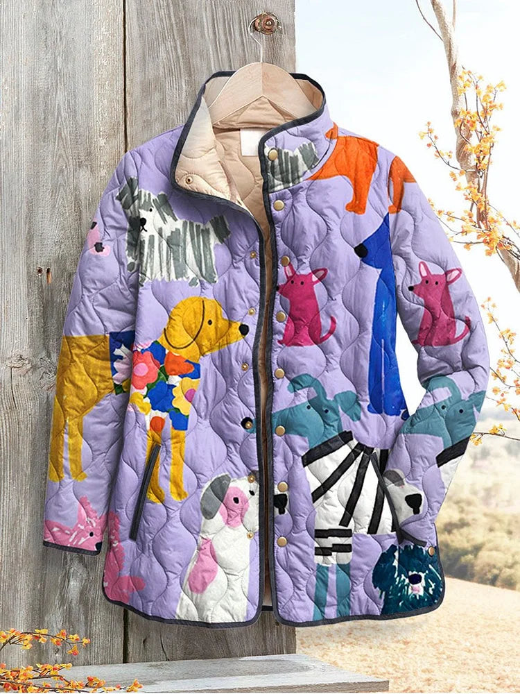 Elle | Women's Casual Jacket with Dog Print