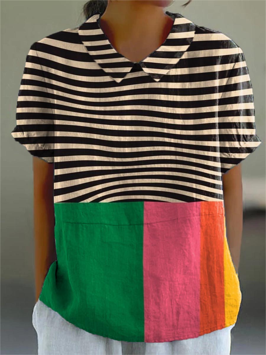Kayla | Bold Stripe and Color Block Shirt