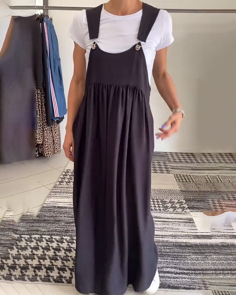 Emily™ - Chic Solid Color Suspender Dress