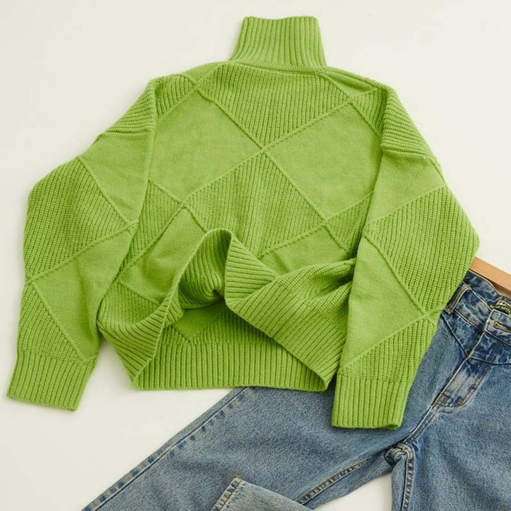 Kylie | Textured Turtleneck Knit Sweater