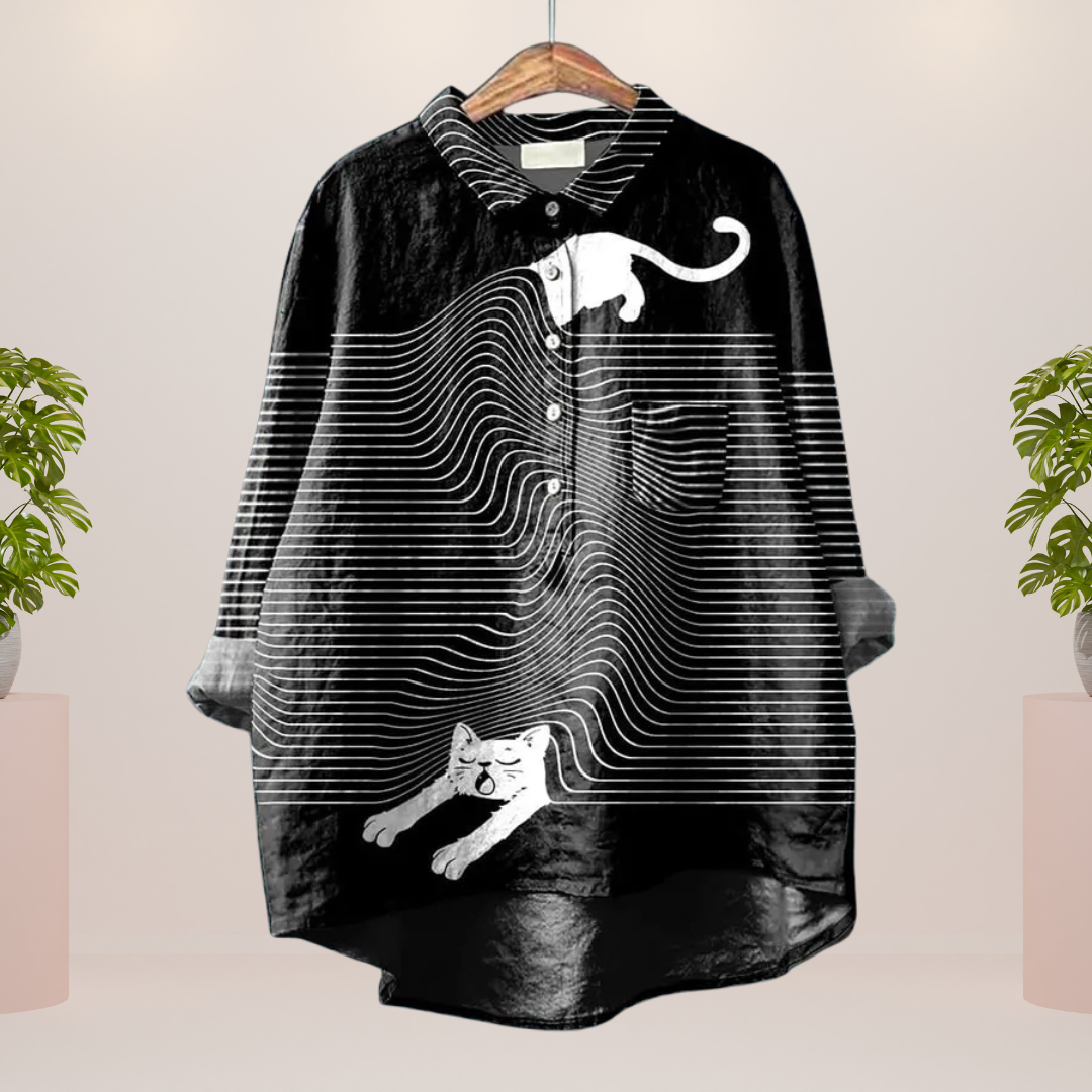 Freya™ | Fun Dog Print Button-Up Shirt