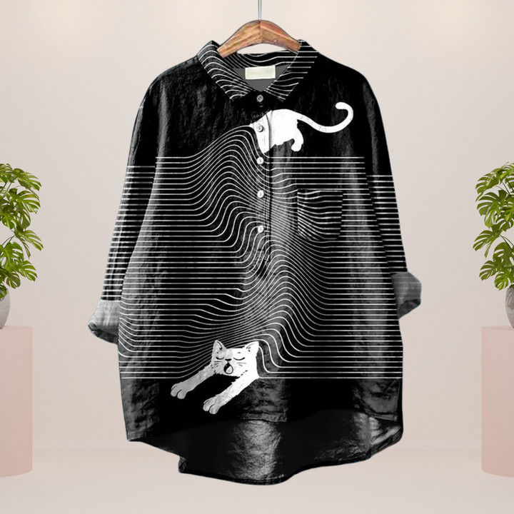 Freya™ | Fun Dog Print Button-Up Shirt