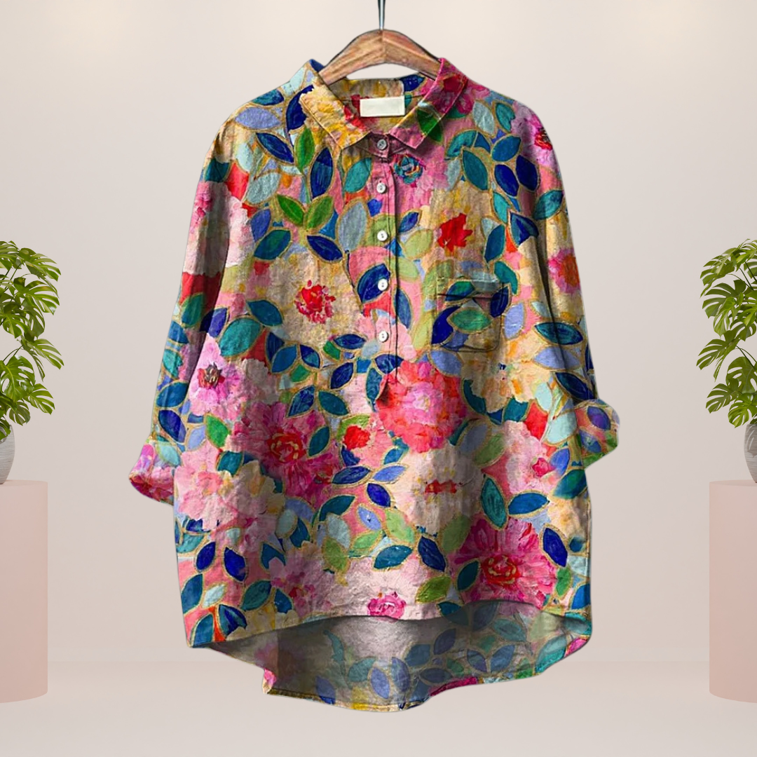 Freya™ | Fun Dog Print Button-Up Shirt