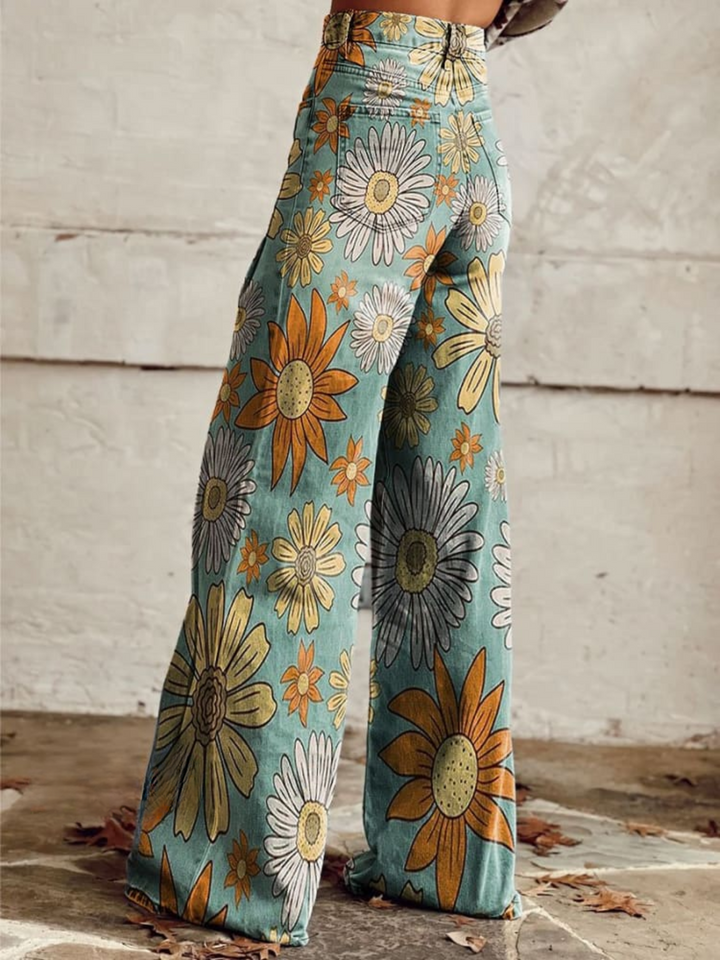 Scarlett™ - Retro Floral Wide Leg Trousers