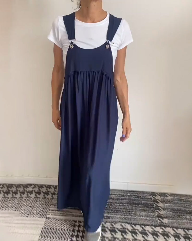 Emily™ - Chic Solid Color Suspender Dress