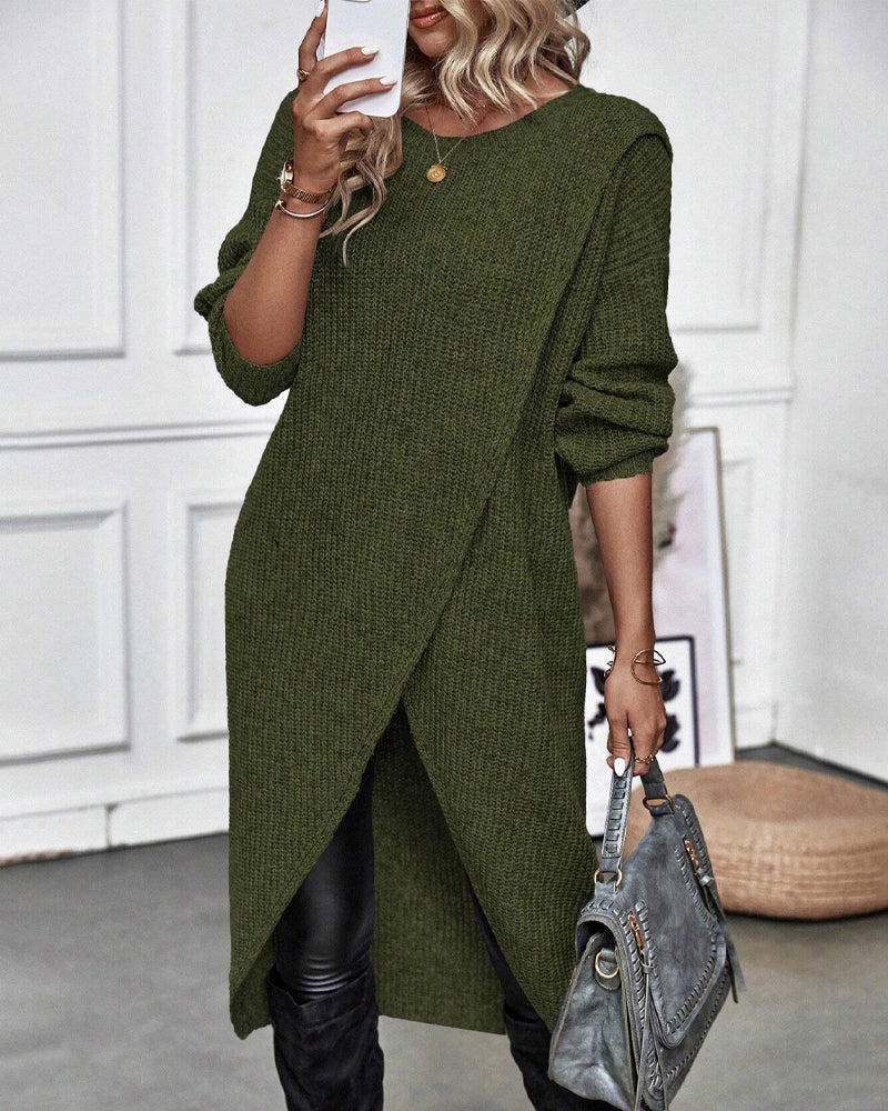 Savannah - Comfortable Irregular Style Sweater Dress