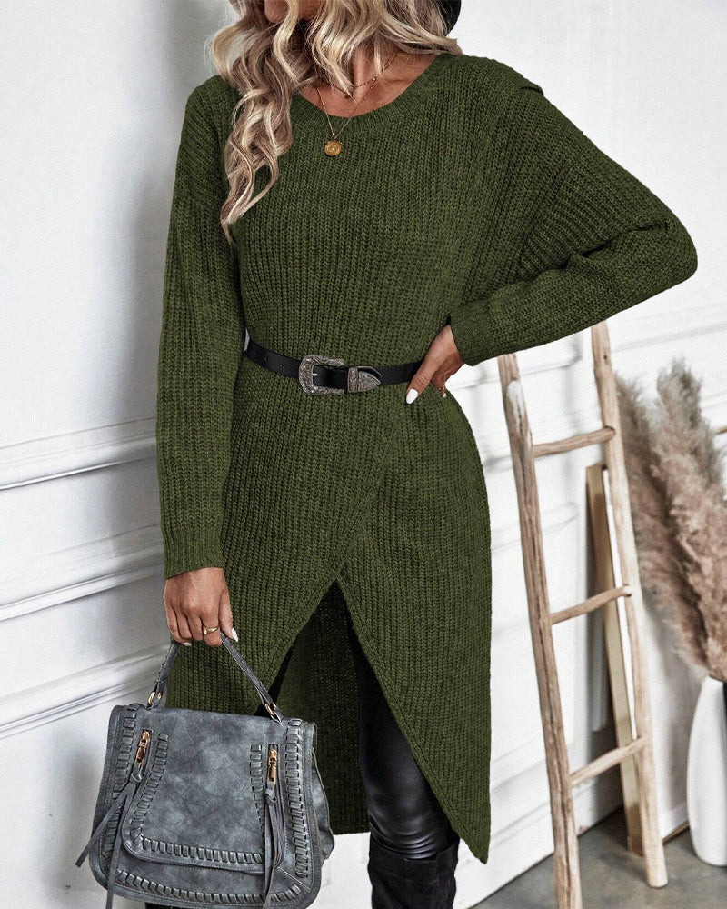 Savannah - Comfortable Irregular Style Sweater Dress