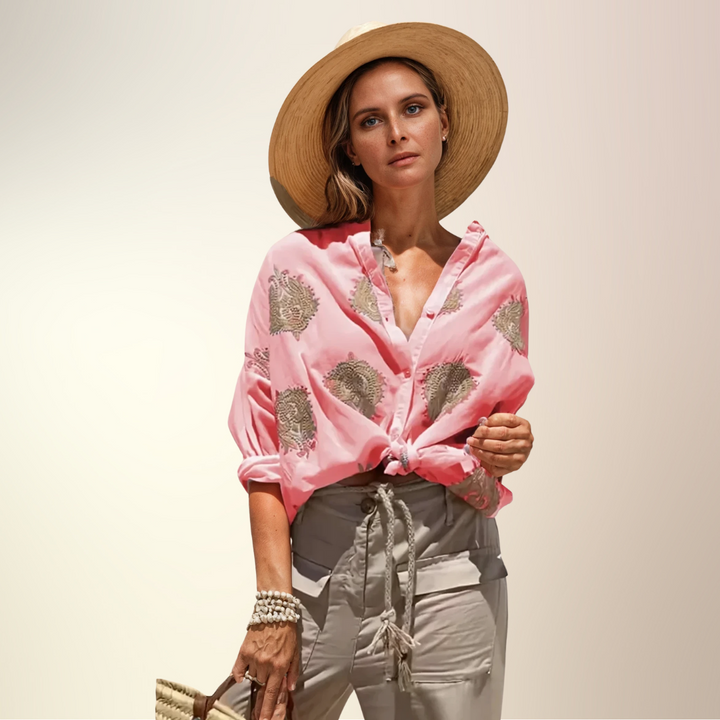 Gaby | Stitched Button-Up Shirt