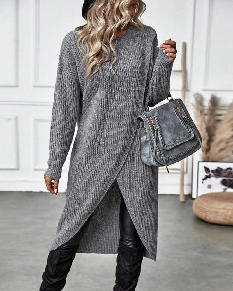 Savannah - Comfortable Irregular Style Sweater Dress