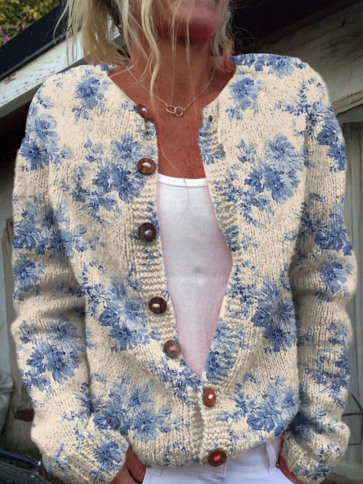 Mia | Floral Art Print Cardigan
