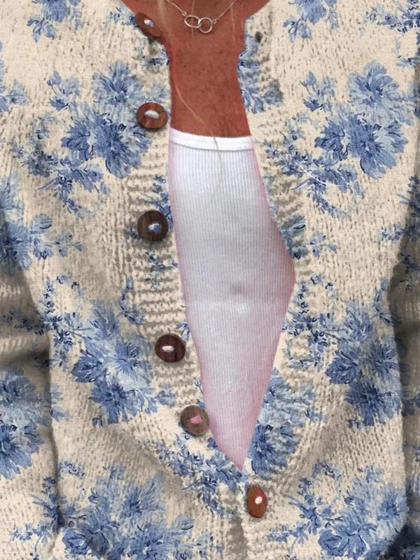 Mia | Floral Art Print Cardigan