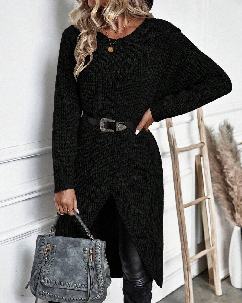 Savannah - Comfortable Irregular Style Sweater Dress