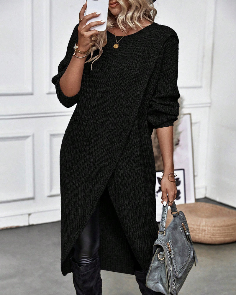 Savannah - Comfortable Irregular Style Sweater Dress