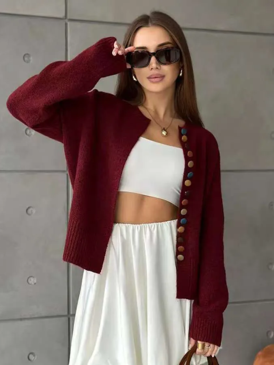 ELLE | BUTTON-ACCENT CARDIGAN