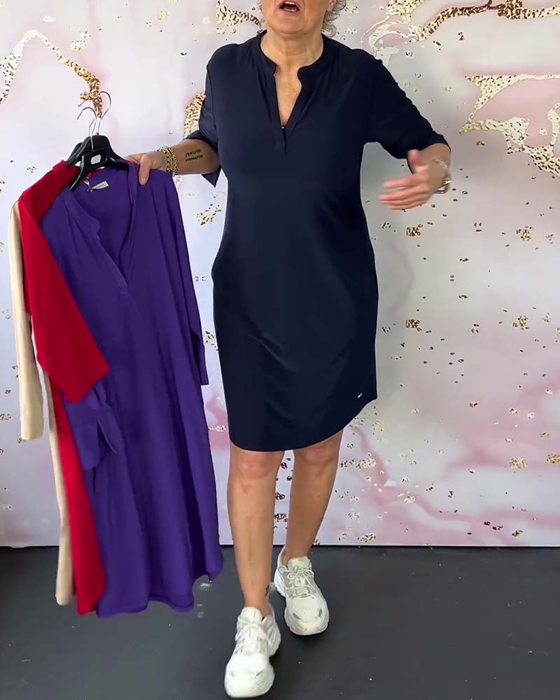 Sophia™ - Cozy Everyday Dress with Classic V-neck