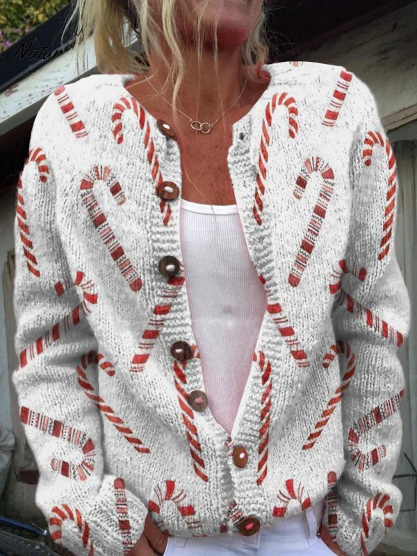 Zoey | Festive Candy Decorative Pattern Cardigan