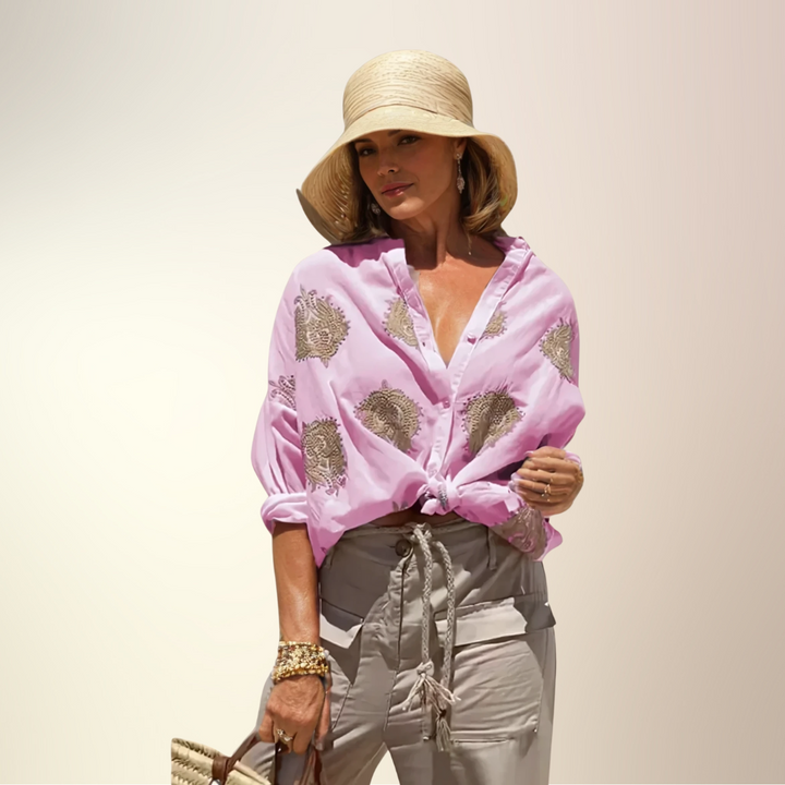 Gaby | Stitched Button-Up Shirt