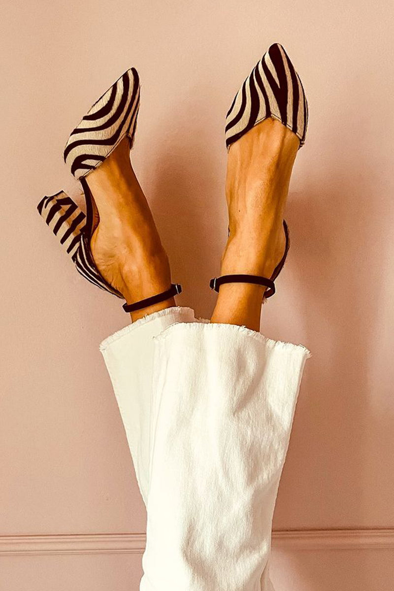 Zebrina - Mid-heels with Strap And Zebra Print