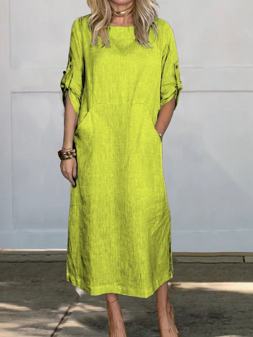 Sophia™ - Stylish Linen Dress with Pockets