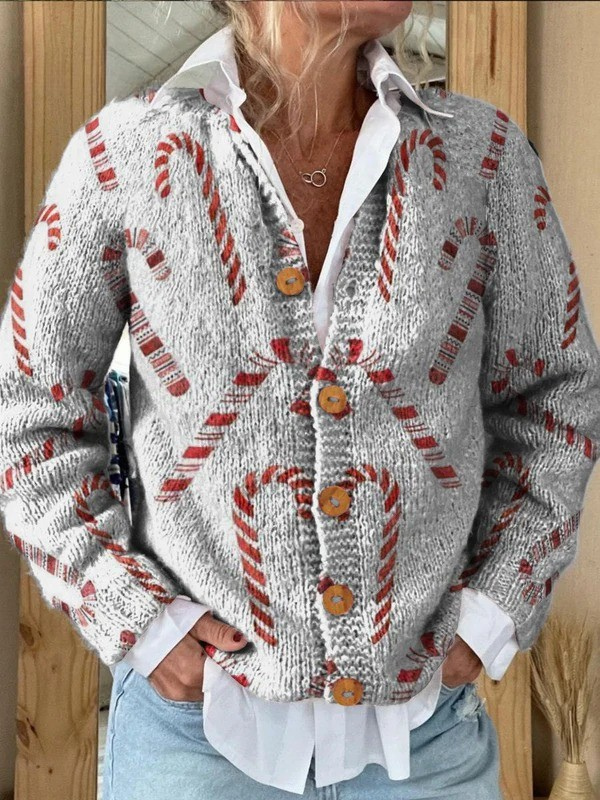 Zoey | Festive Candy Decorative Pattern Cardigan