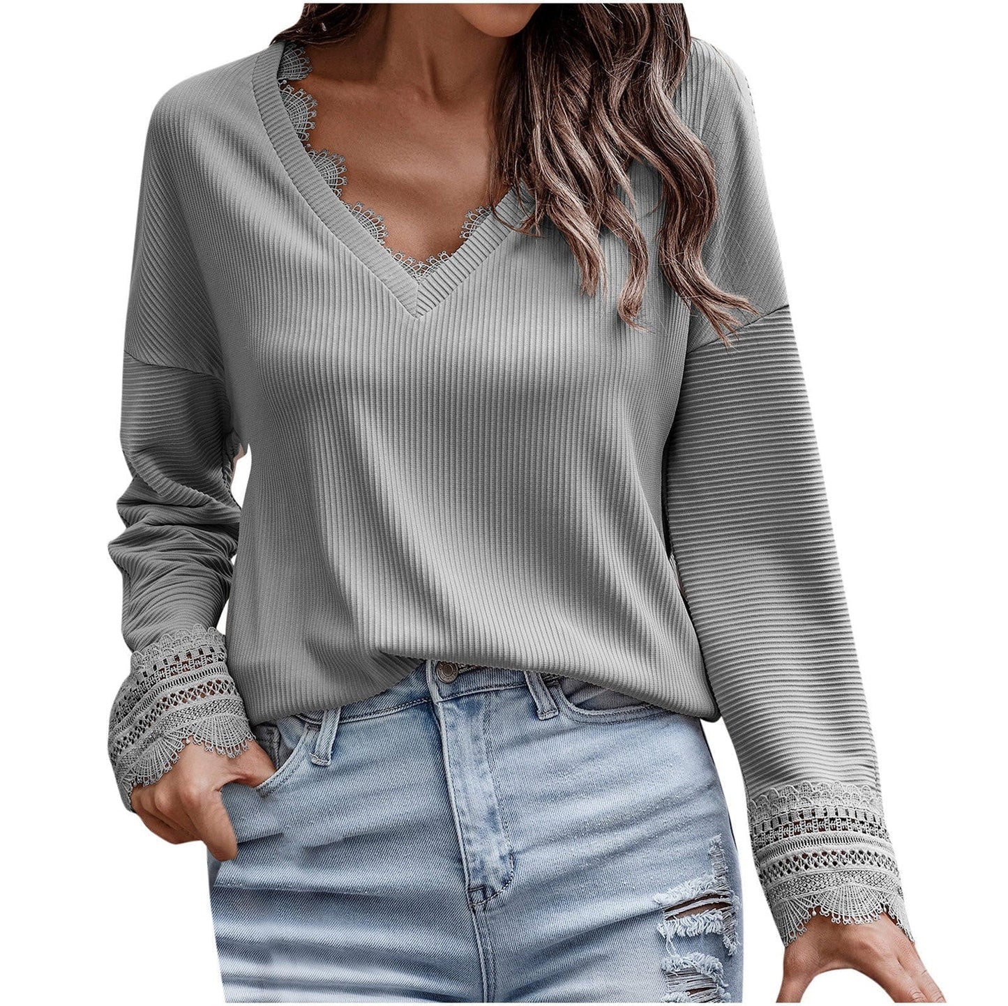 Emery - Stylish V-Neck Long-Sleeved Knitted Sweater