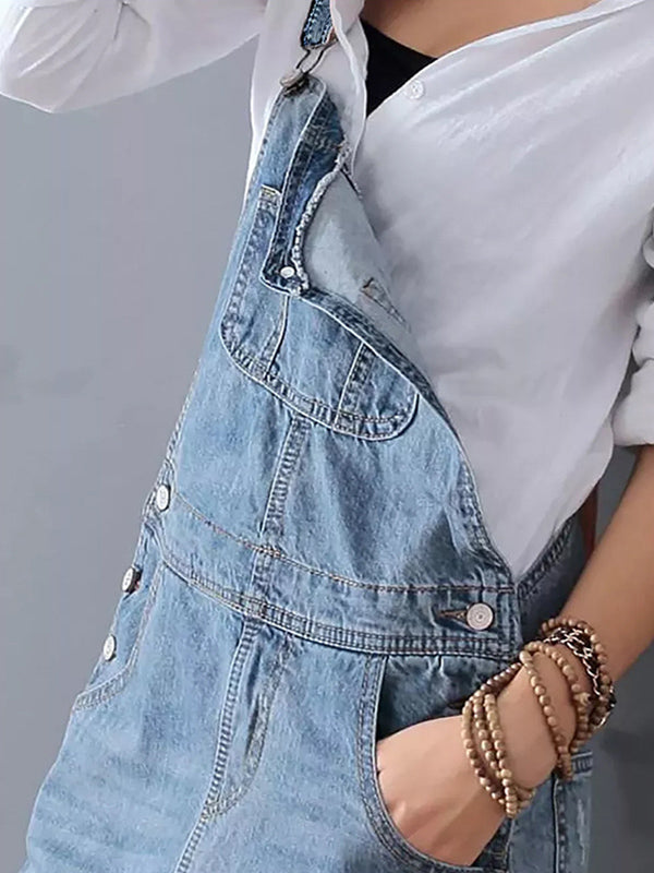 Sophie™ - Denim Dungaree Dress with Back Split