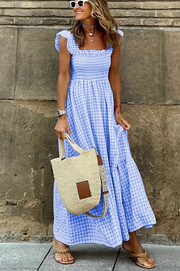 Sophie™ - Chic Plaid Maxi Dress