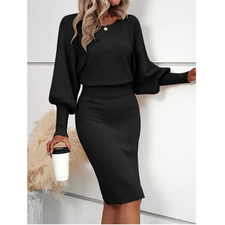 Avery™ - Chic Long Sleeve Round Neck Dress