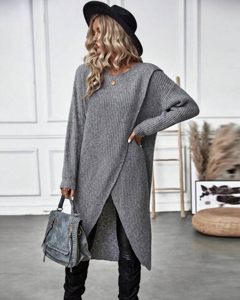 Savannah - Comfortable Irregular Style Sweater Dress