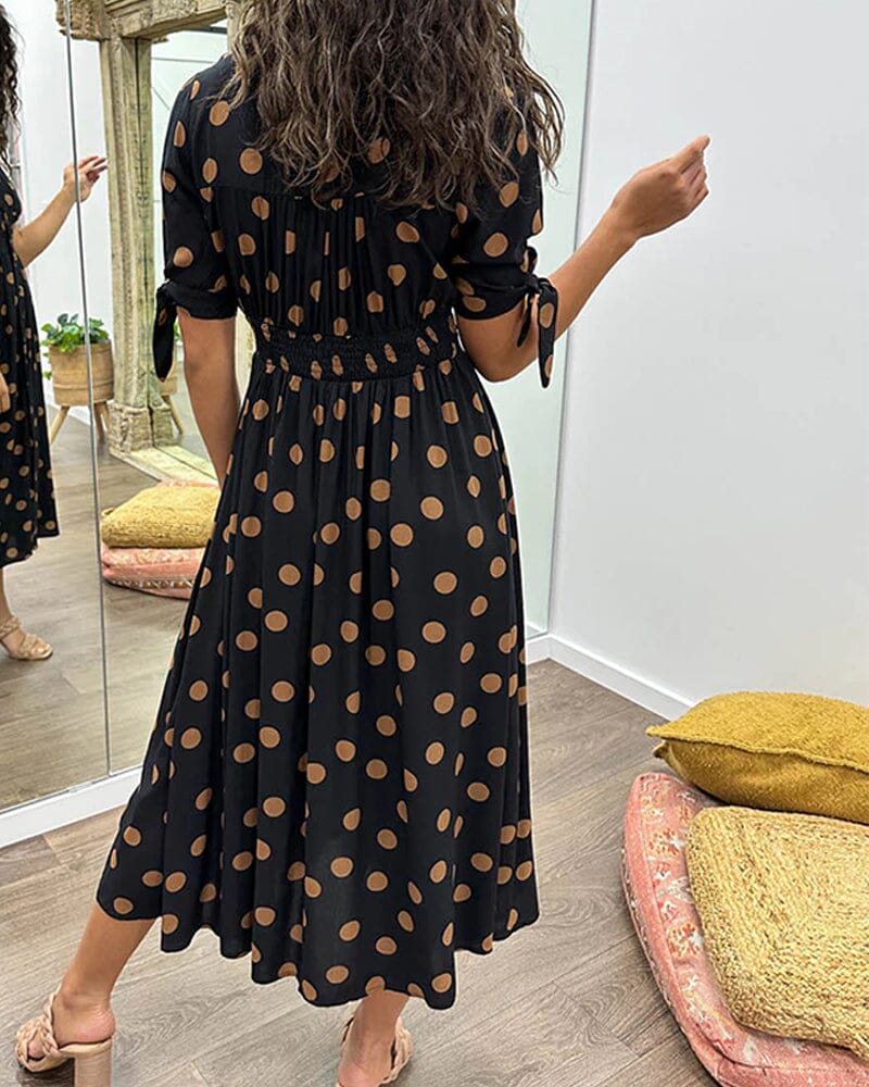 Aubrey™ - V-Neck Polka Dot Dress