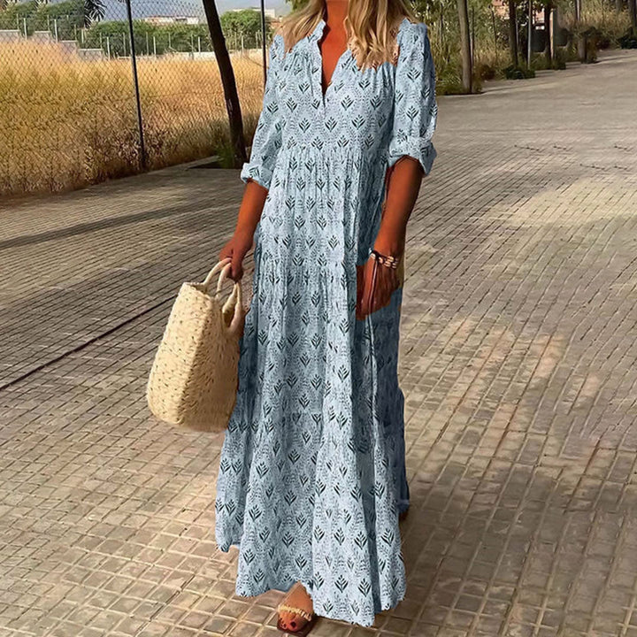 Mia™ – Bohemian V-Neck Maxi Dress