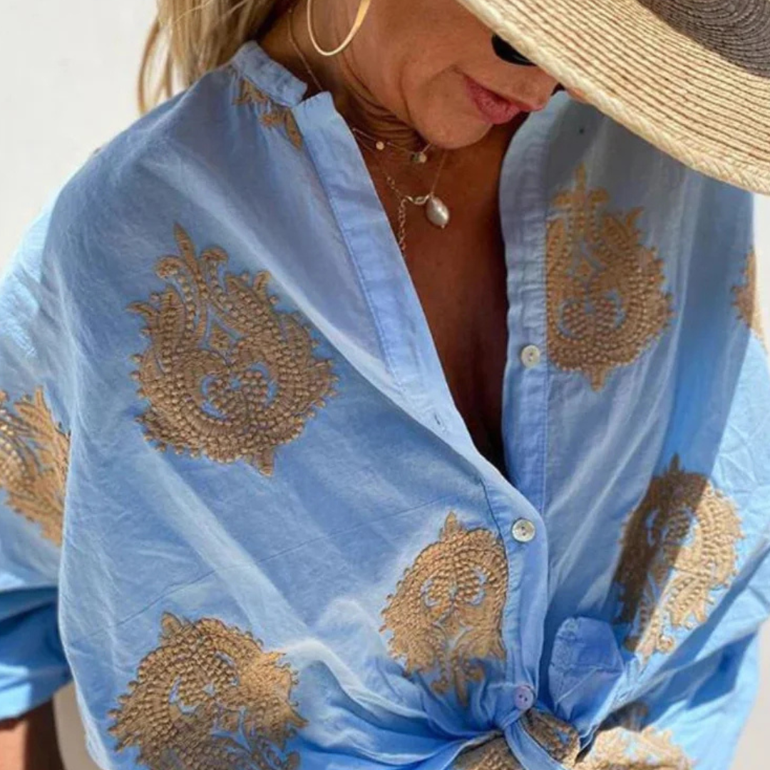 Gaby | Stitched Button-Up Shirt