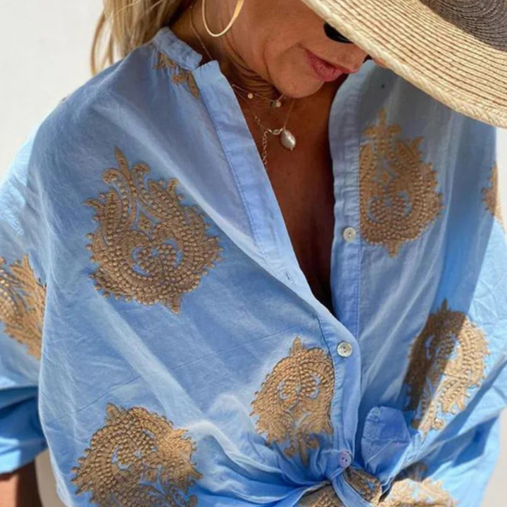 Gaby | Stitched Button-Up Shirt