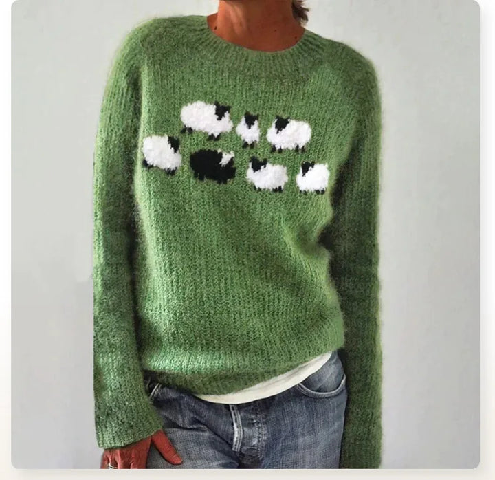 Lila - Comfortable Cute Sweater with a Sheep