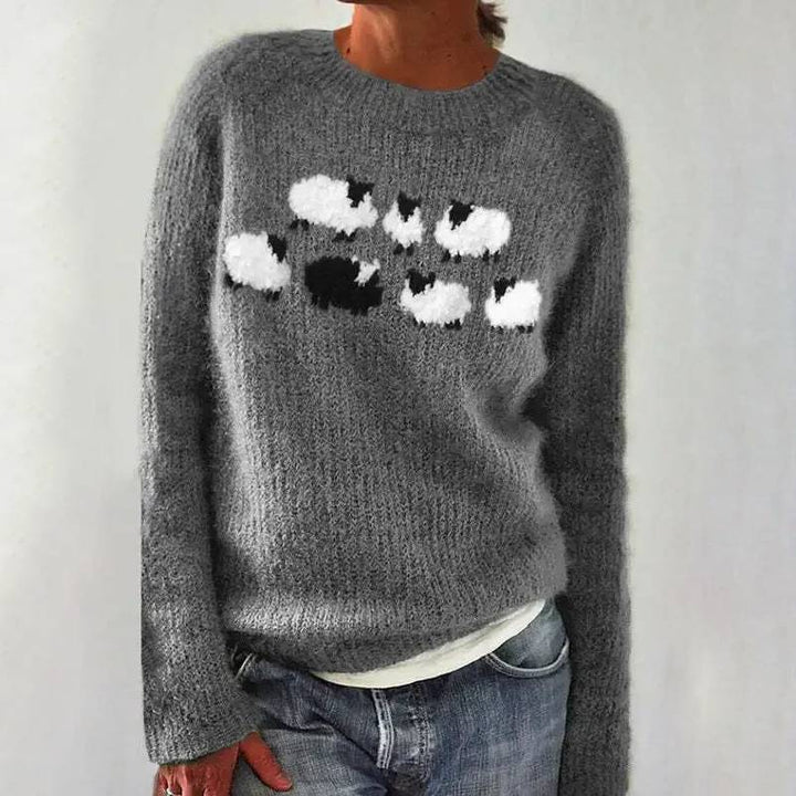 Lila - Comfortable Cute Sweater with a Sheep