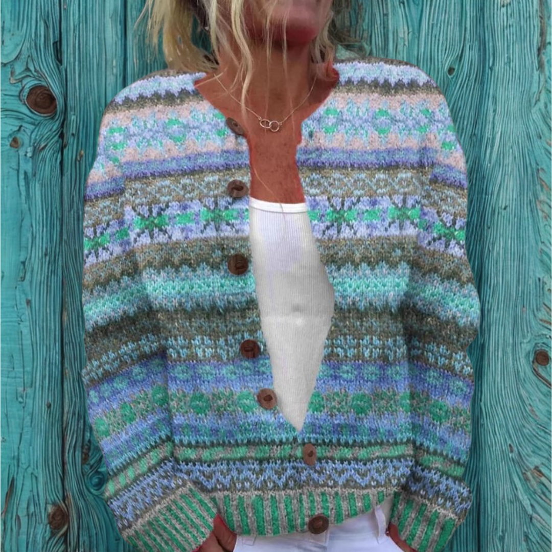 Nicole | Blue Cardigan with print