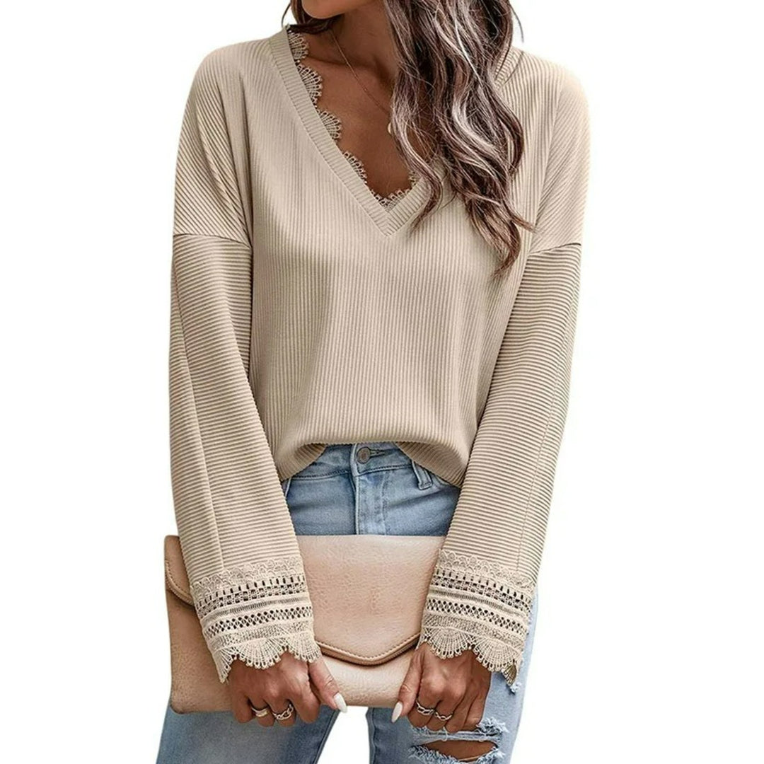 Emery - Stylish V-Neck Long-Sleeved Knitted Sweater
