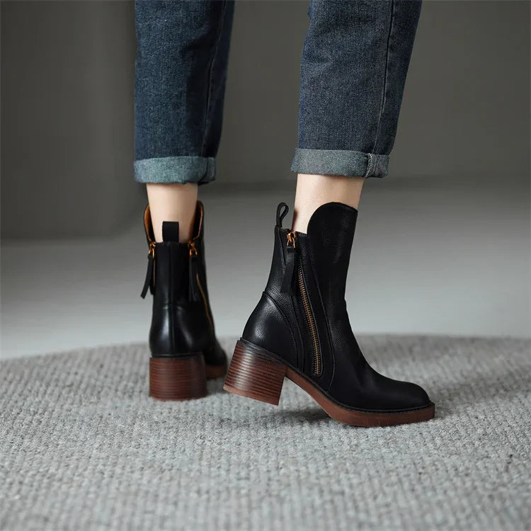 Havanna™ Leather Ankle Booties