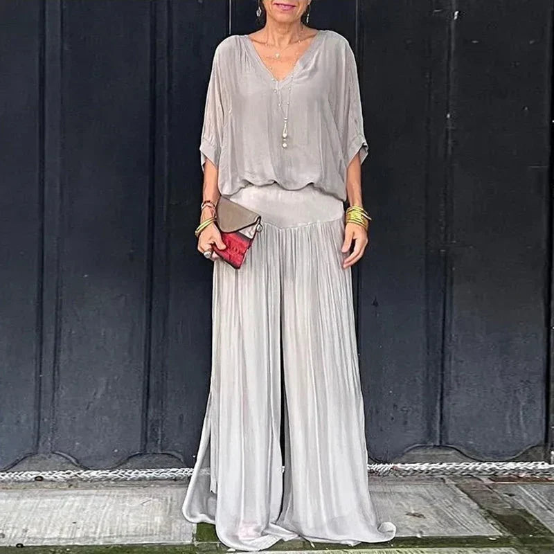 Ella™ - Chic Chiffon Top & Pants Two-Piece Set