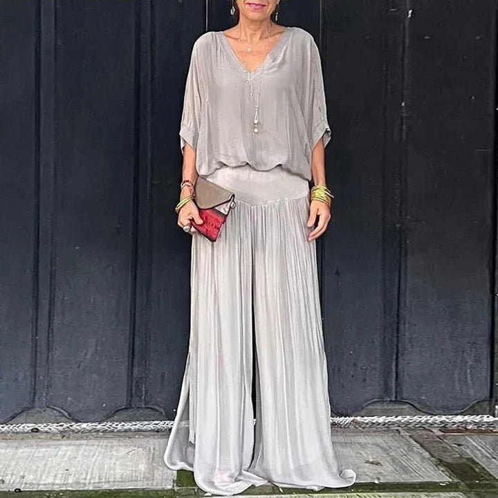 Ella™ - Chic Chiffon Top & Pants Two-Piece Set