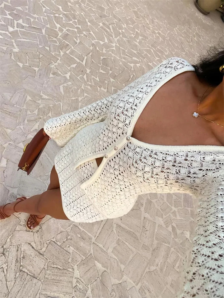 Aria™ - Chic Knit Hollow Out Two-Piece Set