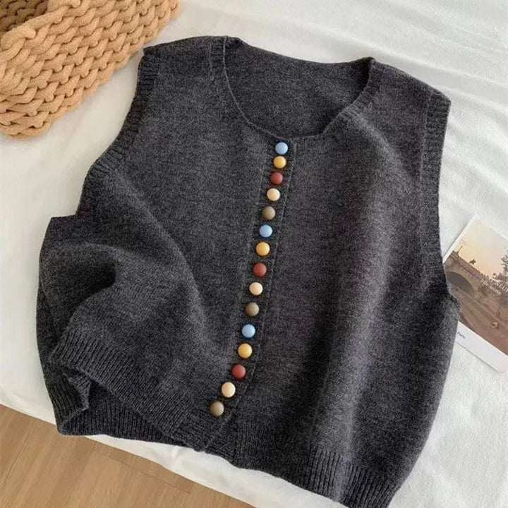 ELLE | COLOR-BUTTON KNIT VEST