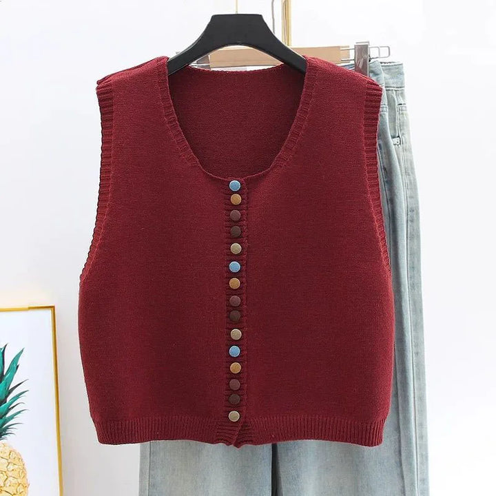 ELLE | COLOR-BUTTON KNIT VEST