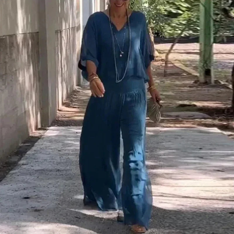 Ella™ - Chic Chiffon Top & Pants Two-Piece Set