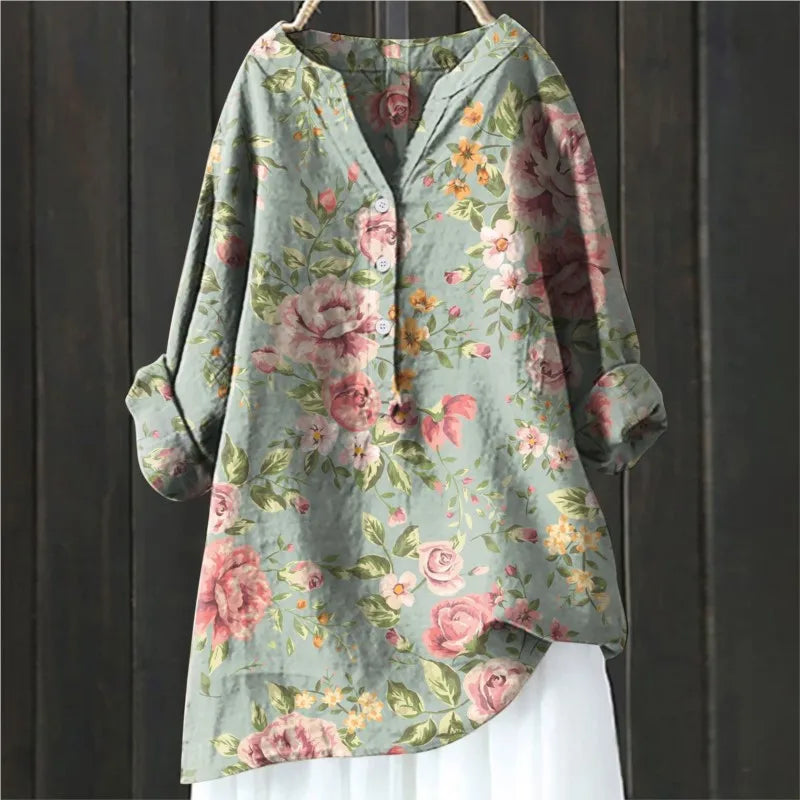 Anny | Floral Print Button-Up Top